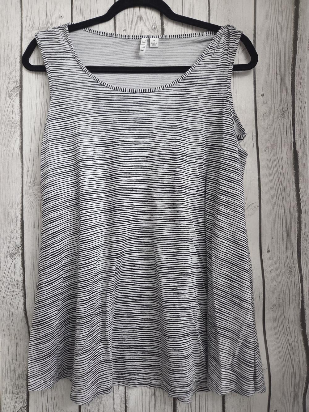 Elle Black and White Striped A-Line Tank
